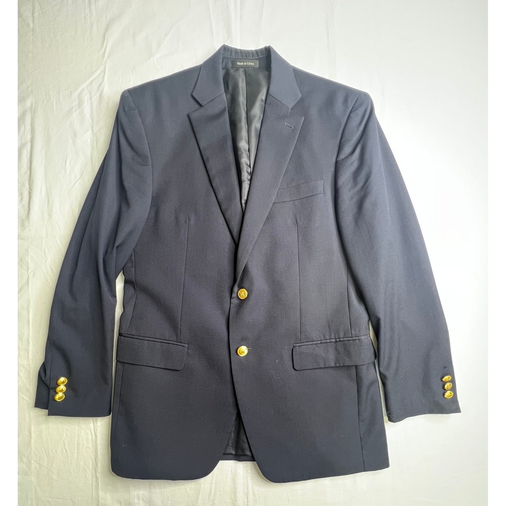 Lauren Men's Navy Blue‎ Blazer Gold Buttons Classic Business Casual Coat